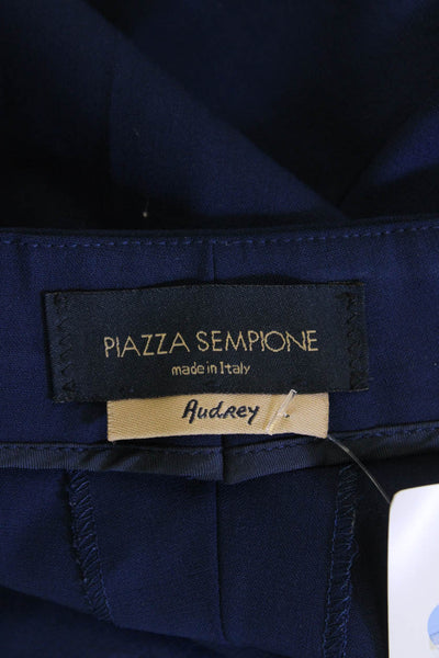 Piazza Sempione Womens Wool Zippered Straight Dress Pants Blue Size 44