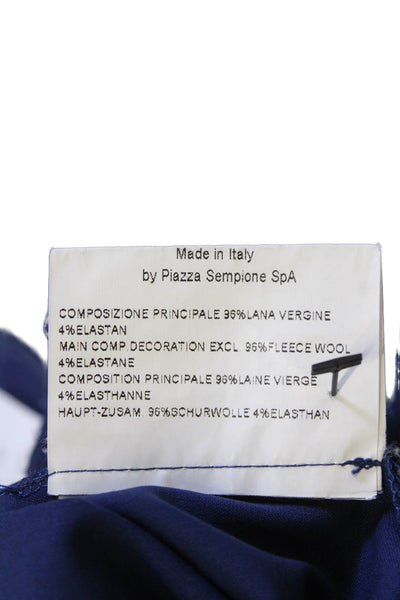 Piazza Sempione Womens Wool Zippered Straight Dress Pants Blue Size 44
