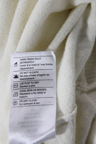 Vince Womens Cotton Knit Waist Tie Round Neck Pullover Sweater Top Cream Size M