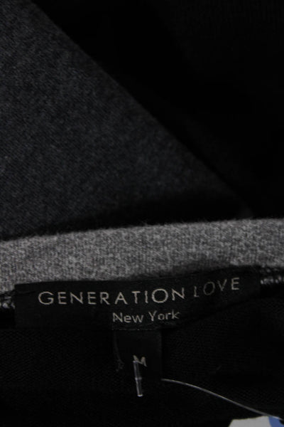 Generation Love Womens Two-Toned V-Neck Long Sleeve T-Shirt Top Black Size M