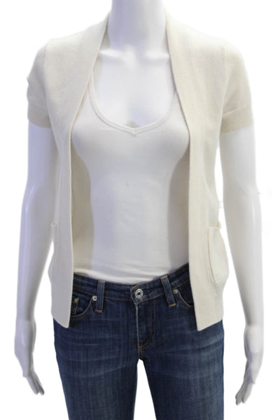 J Crew Womens Cashmere Short Sleeve Open Front Knit Top Nude Size XS