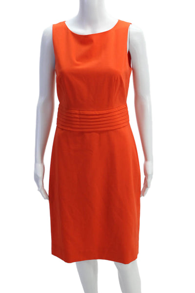 J Crew  365 Womens Round Neck Sleeveless Ruched Lined Pencil Dress Orange Size 0