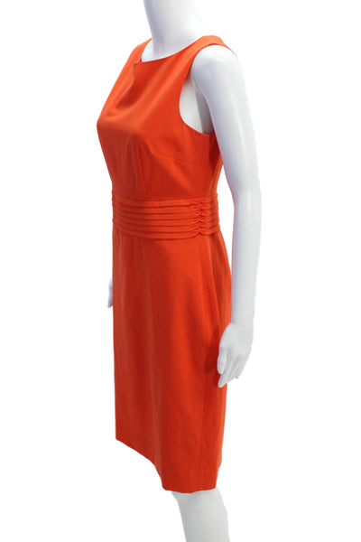J Crew  365 Womens Round Neck Sleeveless Ruched Lined Pencil Dress Orange Size 0