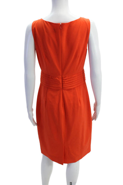 J Crew  365 Womens Round Neck Sleeveless Ruched Lined Pencil Dress Orange Size 0