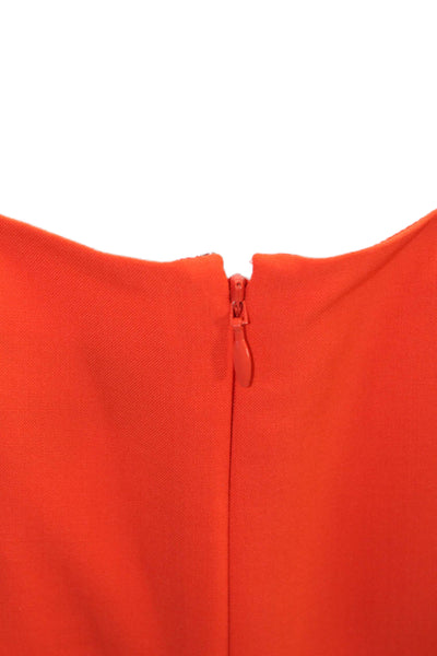 J Crew  365 Womens Round Neck Sleeveless Ruched Lined Pencil Dress Orange Size 0