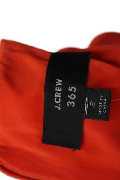 J Crew  365 Womens Round Neck Sleeveless Ruched Lined Pencil Dress Orange Size 0