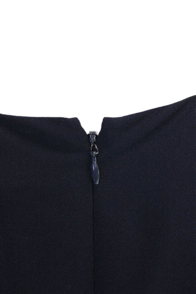 J Crew Womens Textured Round Neck Sleeveless Zip Pleated Dress Navy Size 4