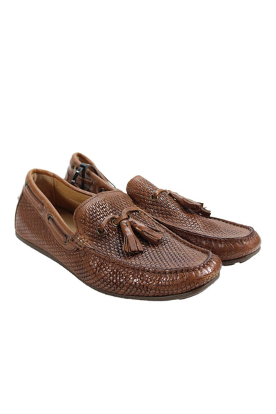 Pal Zileri Men's Round Toe Tassel Leather Slip-On Loafers Shoes Brown Size 40