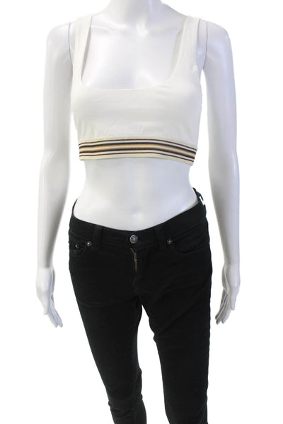 Ronny Kobo Women's Scoop Neck Sleeveless Cropped Top White Size S