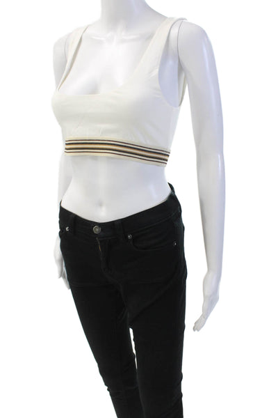 Ronny Kobo Women's Scoop Neck Sleeveless Cropped Top White Size S