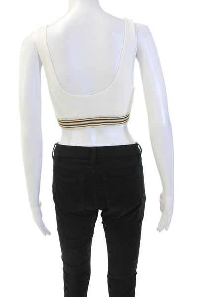 Ronny Kobo Women's Scoop Neck Sleeveless Cropped Top White Size S