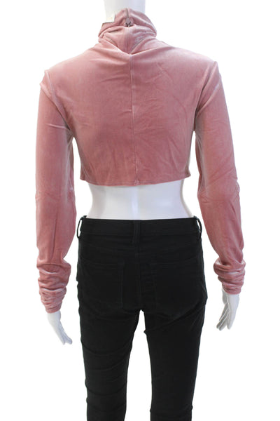 Ronny Kobo Women's Mock Neck Long Sleeves Cinched Fitted Blouse Pink Size S