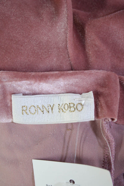 Ronny Kobo Women's Mock Neck Long Sleeves Cinched Fitted Blouse Pink Size S