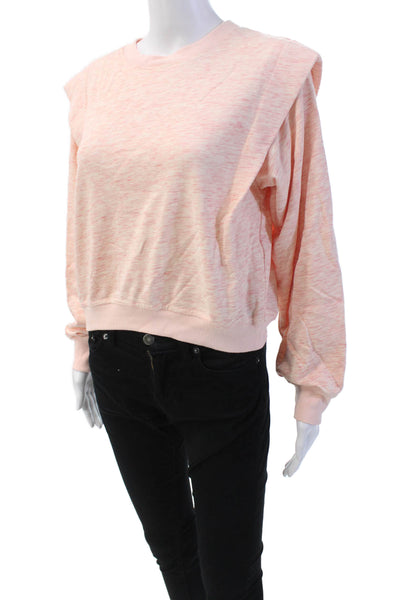 Ronny Kobo  Women's Round Neck Long Sleeves Pullover Sweatshirt Pink Size S