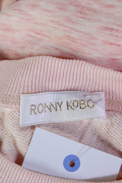 Ronny Kobo  Women's Round Neck Long Sleeves Pullover Sweatshirt Pink Size S