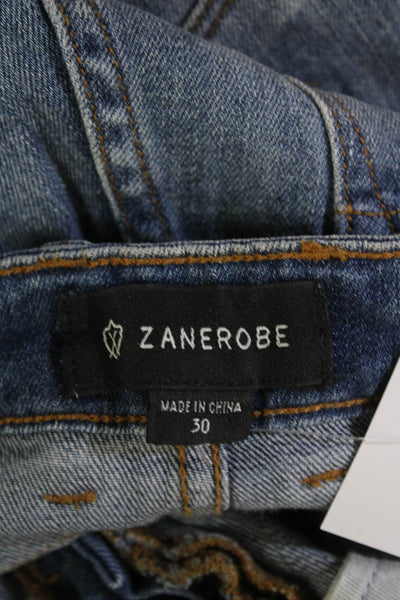 ZANEROBE Womens Cotton Buttoned Medium Wash Tapered Jeans Blue Size 30
