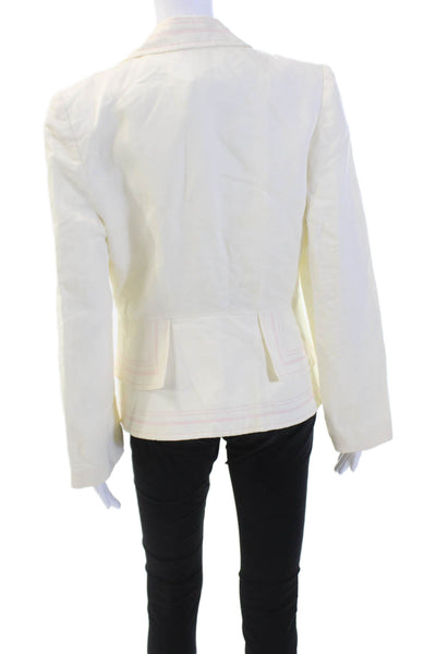 Bazar Christian Lacroix Womens Tied Collared Long Sleeve Blazer Cream Size 6