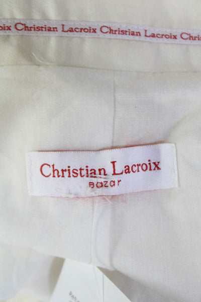 Bazar Christian Lacroix Womens Tied Collared Long Sleeve Blazer Cream Size 6