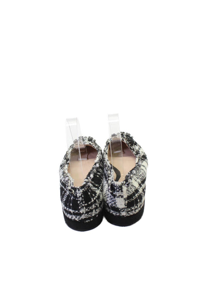 Zara Woman Womens Tweed Print Embellished Pointed Toe Flats Black Size 6.5