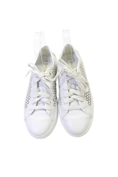 Cole Haan Womens Perforated Print Lace Up Casual Sneakers White Size 6.5