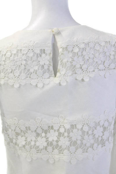 J Crew Womens Cotton Embroidered Sleeveless Round Neck Pencil Dress White Size 0