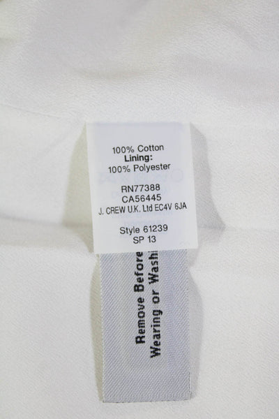 J Crew Womens Cotton Embroidered Sleeveless Round Neck Pencil Dress White Size 0