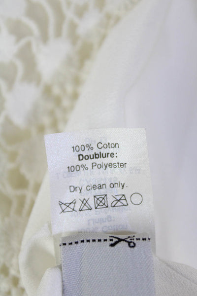 J Crew Womens Cotton Embroidered Sleeveless Round Neck Pencil Dress White Size 0
