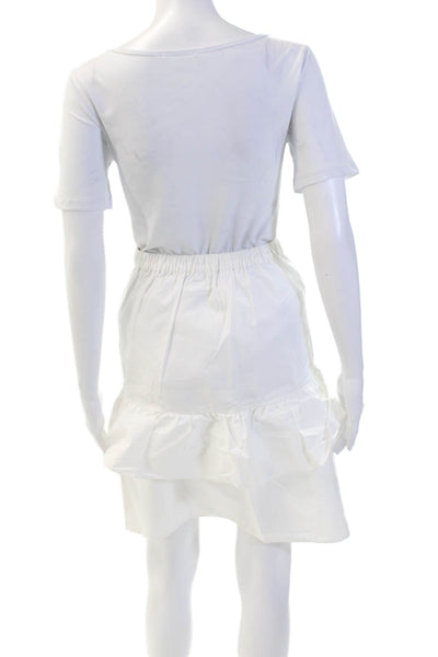 J Crew Womens Cotton High Waisted Ruffle Detail Flare Skirt White Size 0
