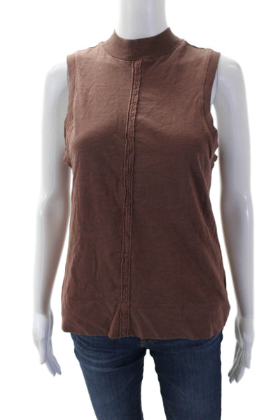 Anthropologie Womens Cotton Round Neck Sleeveless Tank Top Brown Size XS