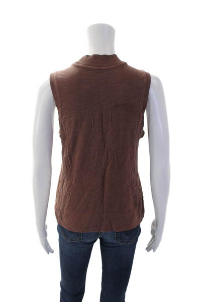 Anthropologie Womens Cotton Round Neck Sleeveless Tank Top Brown Size XS