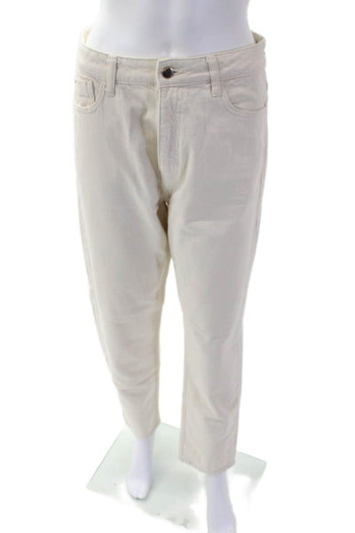 Zara Womns Cotton Specked Print Tailored Straight Leg Pants Beige Size 6