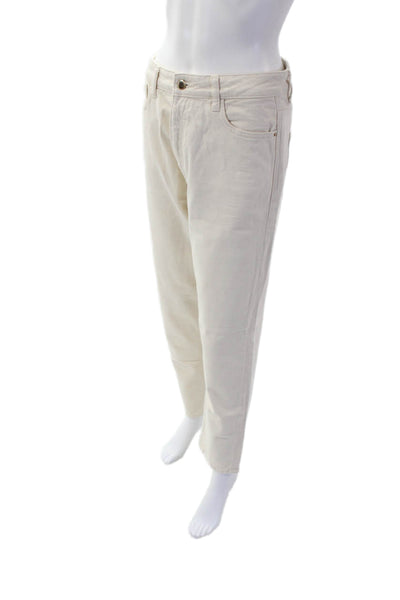 Zara Womns Cotton Specked Print Tailored Straight Leg Pants Beige Size 6