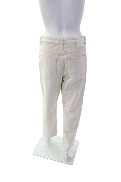 Zara Womns Cotton Specked Print Tailored Straight Leg Pants Beige Size 6
