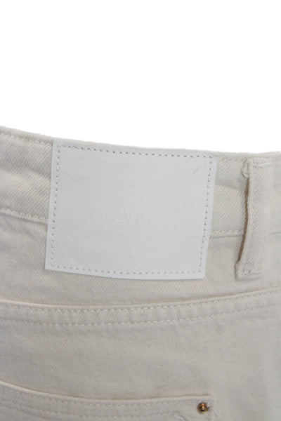 Zara Womns Cotton Specked Print Tailored Straight Leg Pants Beige Size 6