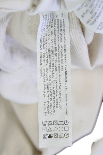 Zara Womns Cotton Specked Print Tailored Straight Leg Pants Beige Size 6