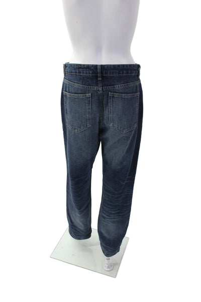 Zara Womens Cotton Straight Leg Button Fly Medium Wash Denim Jeans Blue Size 6