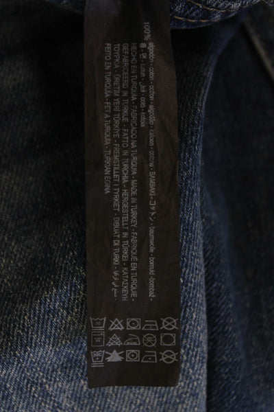 Zara Womens Cotton Straight Leg Button Fly Medium Wash Denim Jeans Blue Size 6