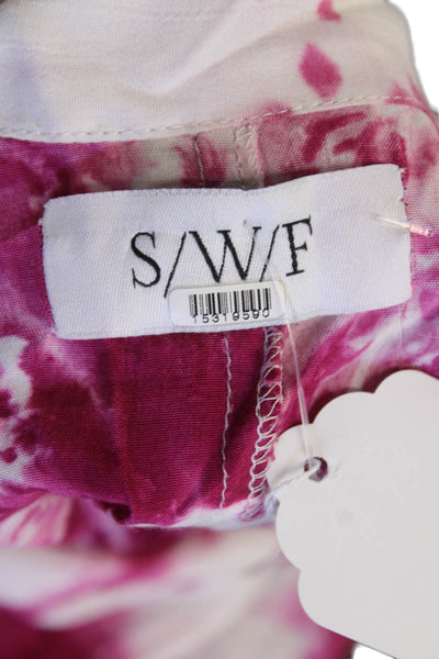 SWF Womens Tie Dye Print Short Sleeve V-Neck Split Hem Maxi Dress Pink Size M
