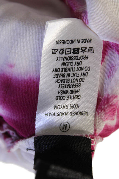 SWF Womens Tie Dye Print Short Sleeve V-Neck Split Hem Maxi Dress Pink Size M