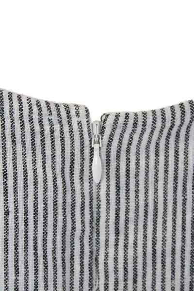 J Crew Womens Linen Striped Print Sleeveless Shift Dress White Size 10