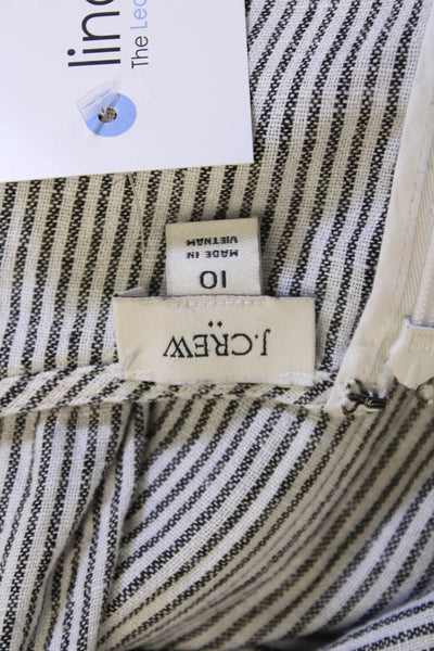 J Crew Womens Linen Striped Print Sleeveless Shift Dress White Size 10