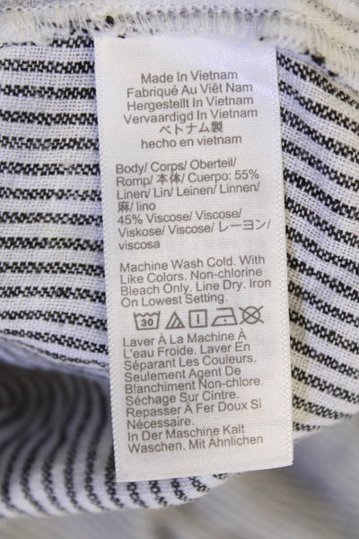 J Crew Womens Linen Striped Print Sleeveless Shift Dress White Size 10