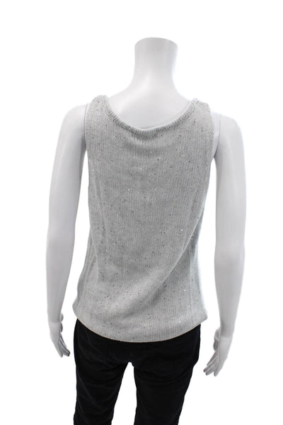 Generation Love Womens Cotton Blend Sequin V-Neck Knit Tank Top Gray Size S
