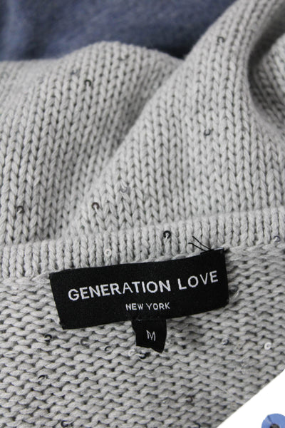 Generation Love Womens Cotton Blend Sequin V-Neck Knit Tank Top Gray Size S
