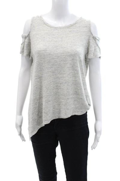 Generation Love Womens Linen Cut Out Short Sleeve T-Shirt Top Gray Size S