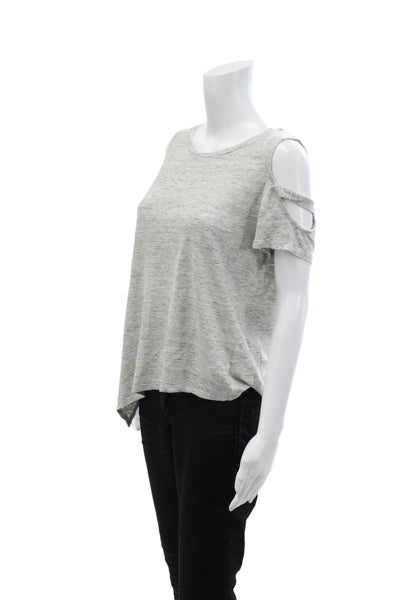 Generation Love Womens Linen Cut Out Short Sleeve T-Shirt Top Gray Size S