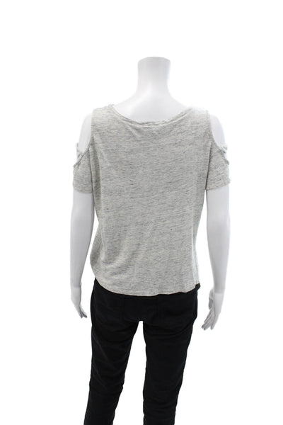 Generation Love Womens Linen Cut Out Short Sleeve T-Shirt Top Gray Size S