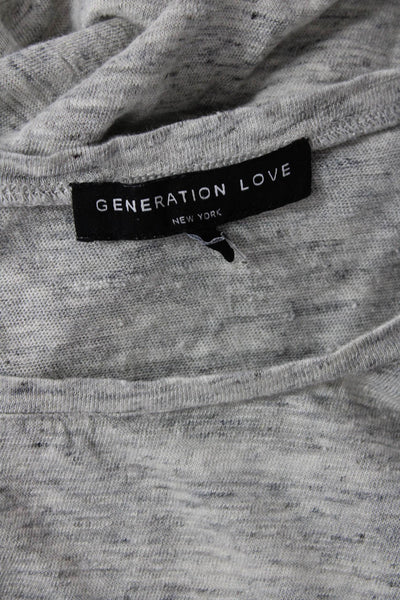 Generation Love Womens Linen Cut Out Short Sleeve T-Shirt Top Gray Size S
