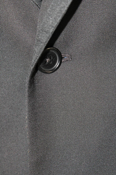 John Varvatos Mens Wool Collared Long Sleeve Button Up Pant Suit Black Size 50R