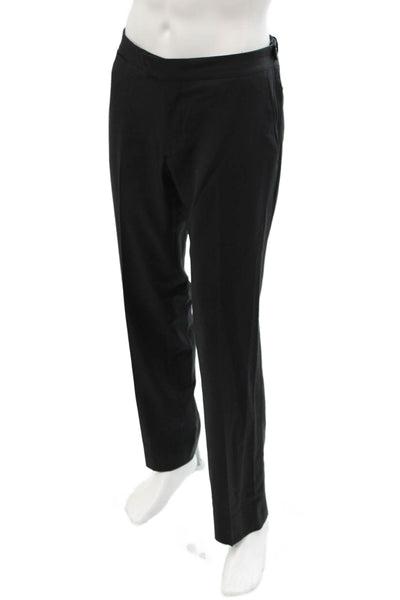 John Varvatos Mens Wool Collared Long Sleeve Button Up Pant Suit Black Size 50R